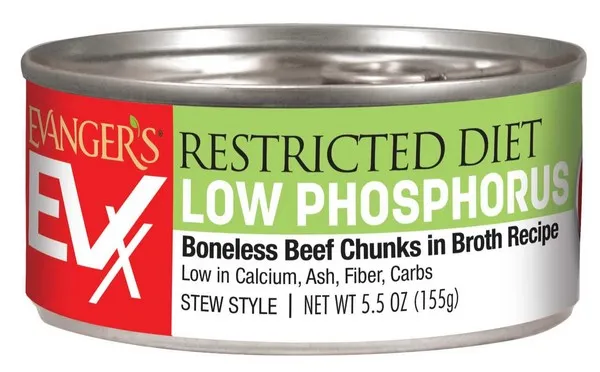 24/5.5 oz. Evanger's Evx Restricted Diet Low Phosphorus Boneless Beef For Cats - Treat
